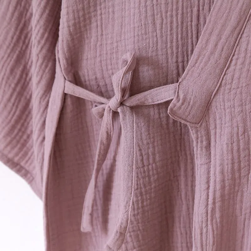 Unisex Minimalistischer Kimono aus Baumwollgaze Loungewear
