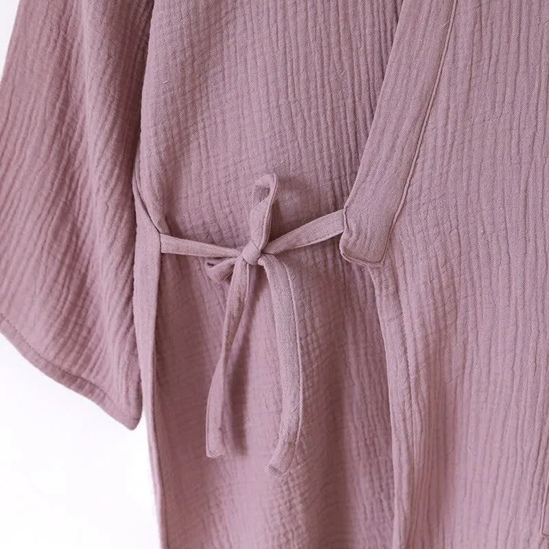 Unisex Minimalistischer Kimono aus Baumwollgaze Loungewear
