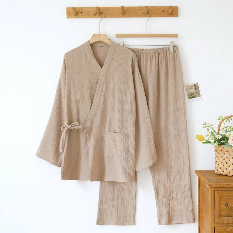 Unisex Minimalistischer Kimono aus Baumwollgaze Loungewear