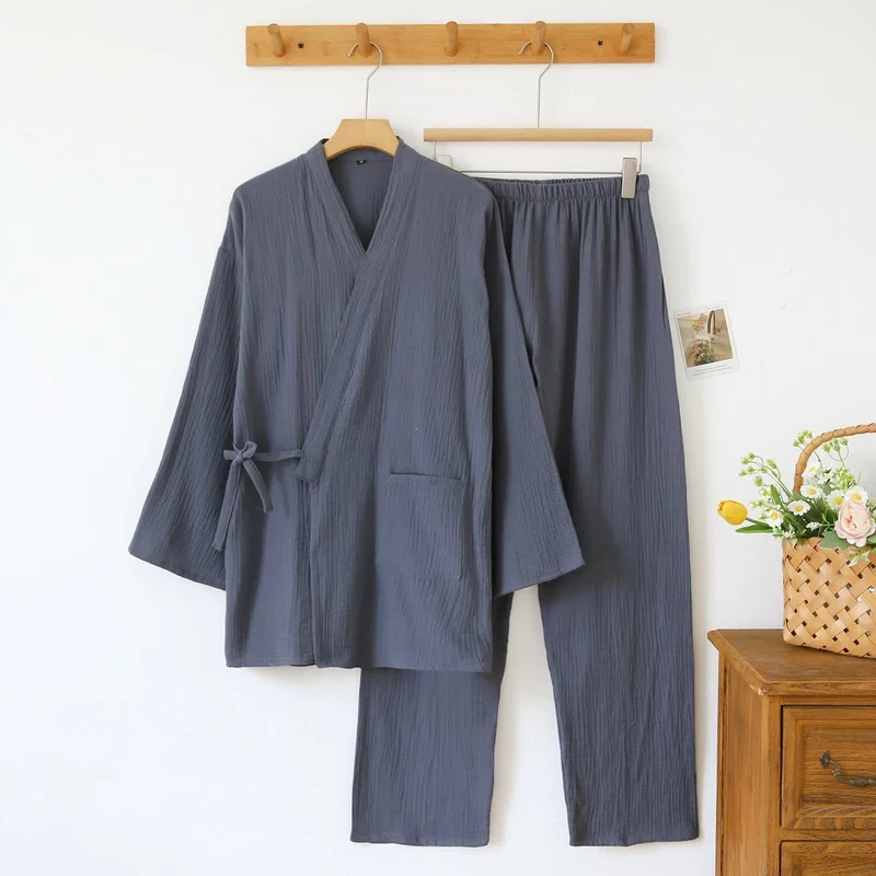 Unisex Minimalistischer Kimono aus Baumwollgaze Loungewear