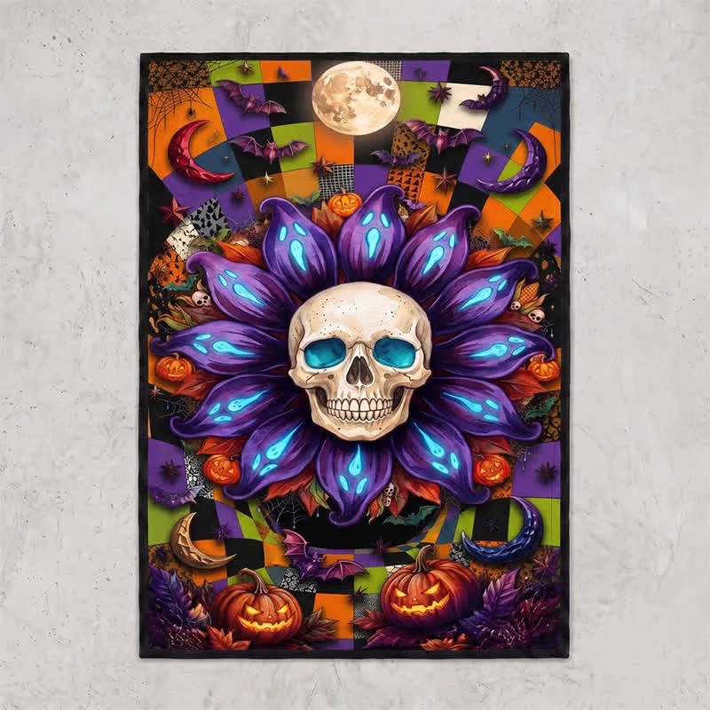 Halloween-Teppich mit gotischem Totenkopf-Mandala-Motiv, rutschfest