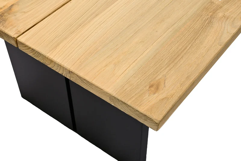 Zeo Living Gartentisch "Stockholm" Teak/Edelstahl 220 x 100cm