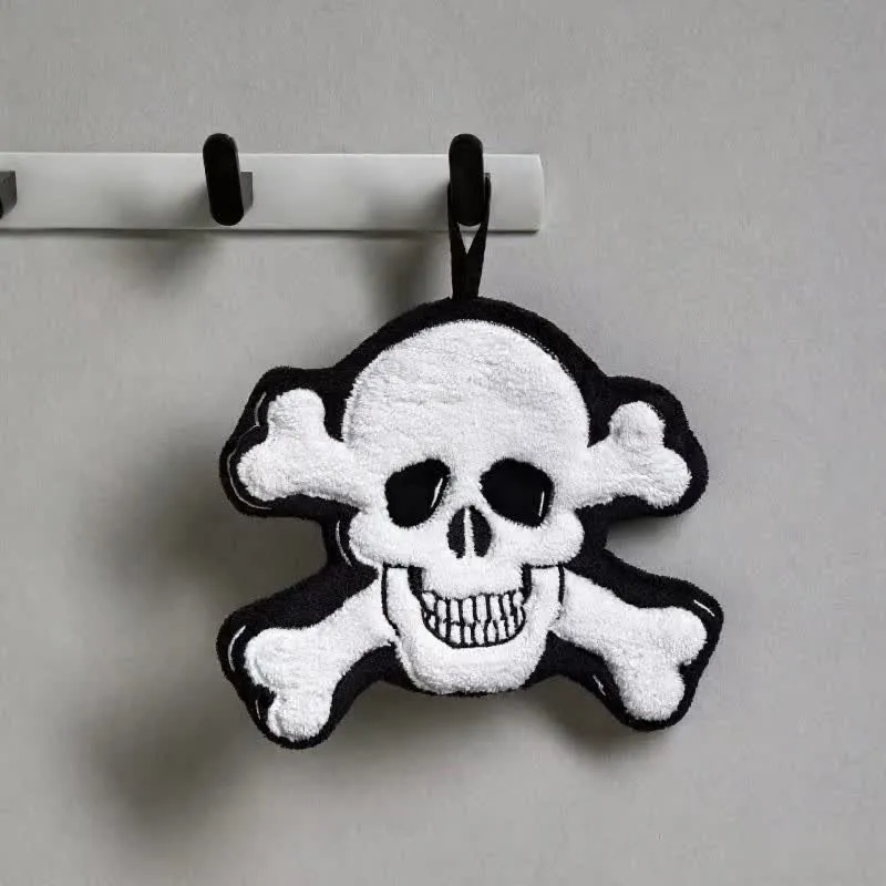Gothic-Totenkopf-Fleece-Handtuch zum Aufhängen