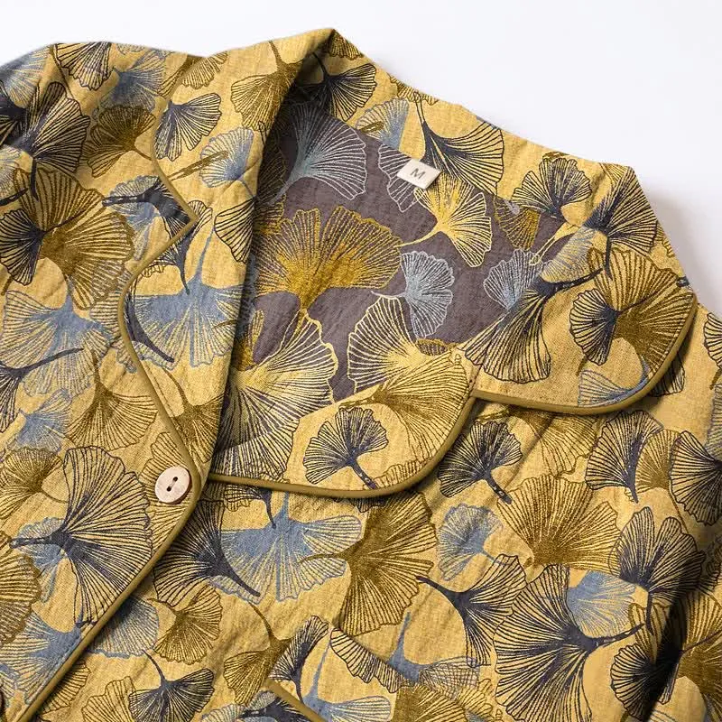 Pyjama-Set mit Ginkgoblatt-Kragen