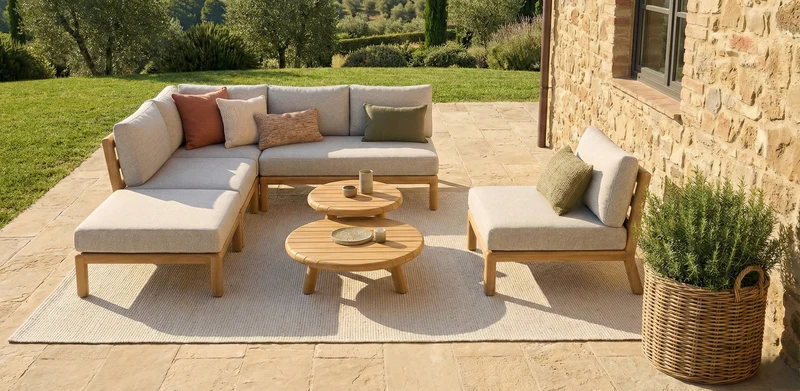Zeo Living Lounge "Matera" Akazienholz/Olefin