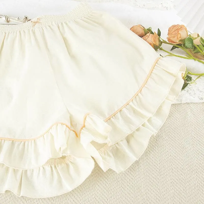 Schickes Loungewear-Set aus Baumwolle mit Rüschensaum