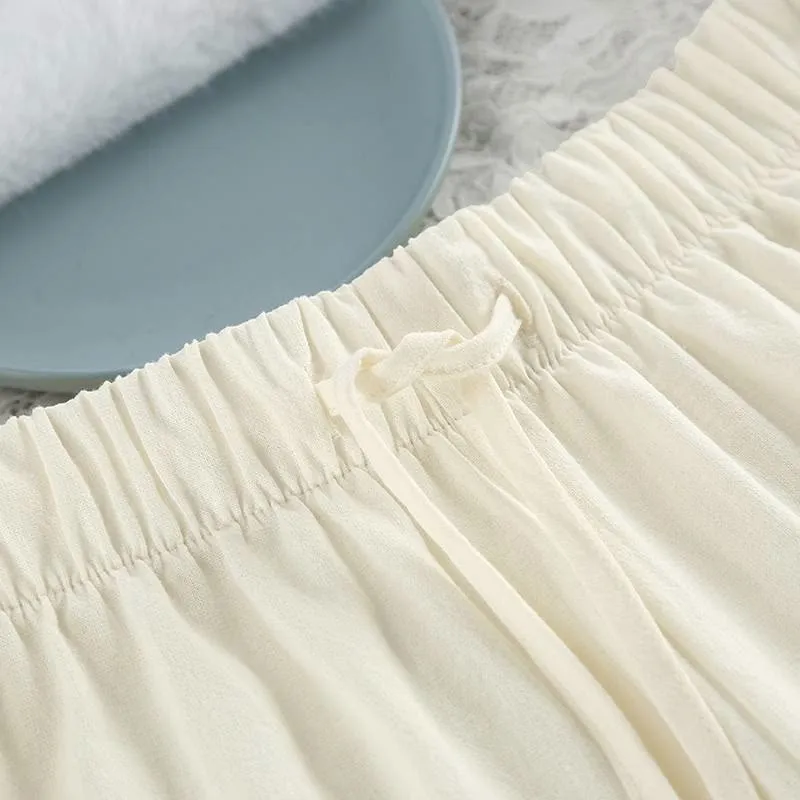 Minimalistischer Baumwoll-Pyjama-Set mit langen Ärmeln und Taschen