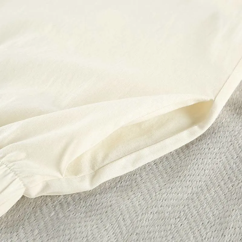 Minimalistischer Baumwoll-Pyjama-Set mit langen Ärmeln und Taschen