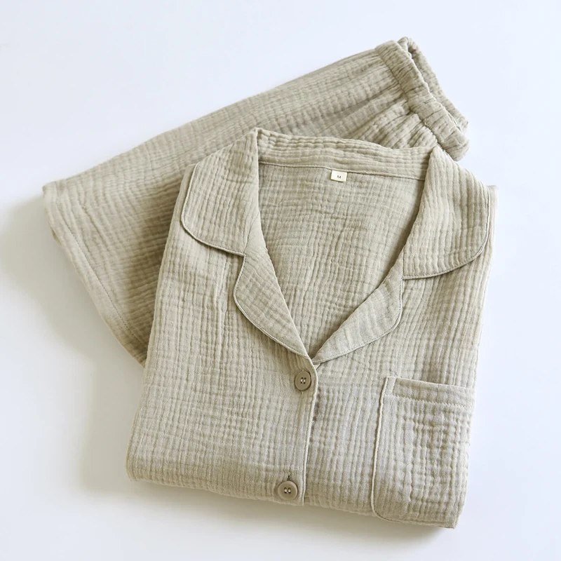 Loungewear-Set aus Baumwollgaze mit Knopfleiste