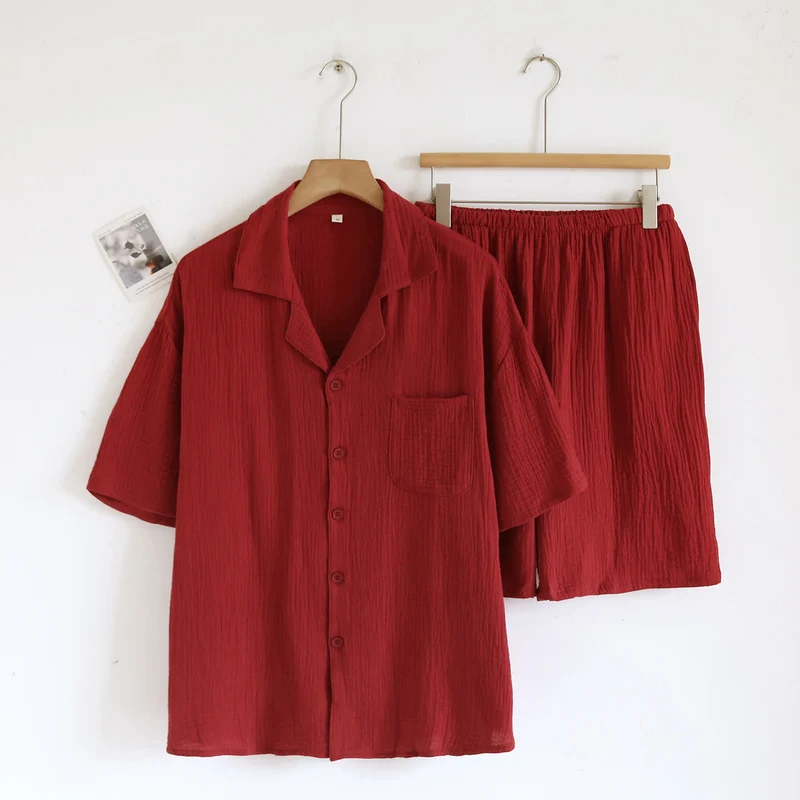 Loungewear-Set aus Baumwollgaze mit Knopfleiste
