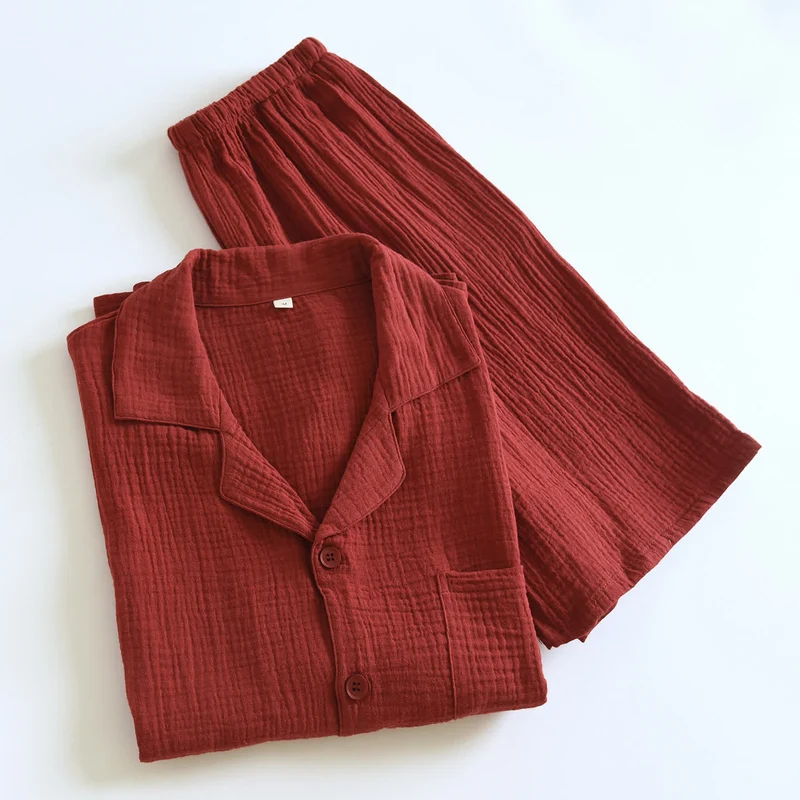 Loungewear-Set aus Baumwollgaze mit Knopfleiste