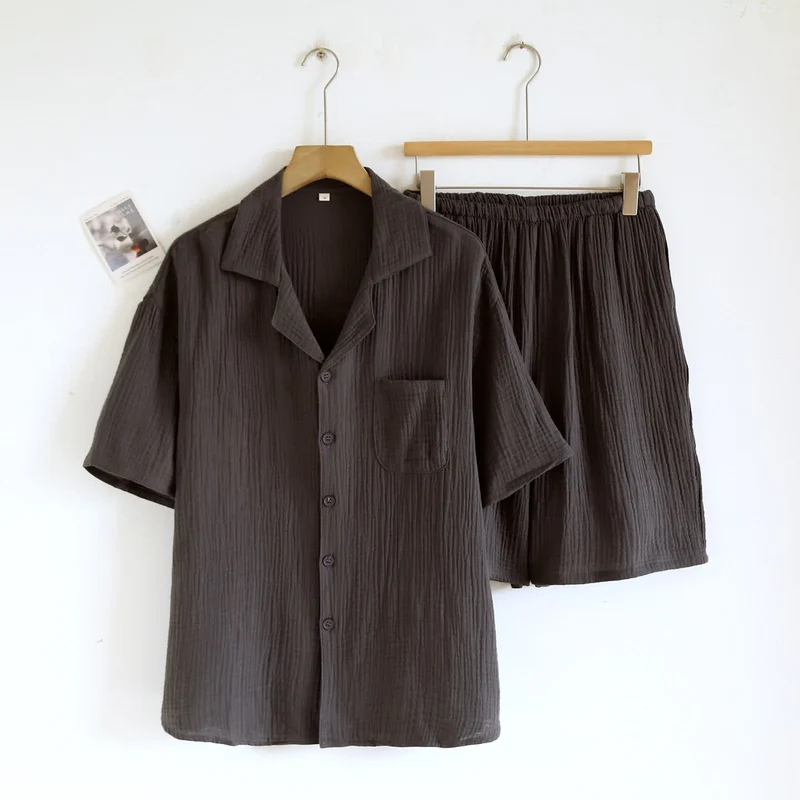Loungewear-Set aus Baumwollgaze mit Knopfleiste