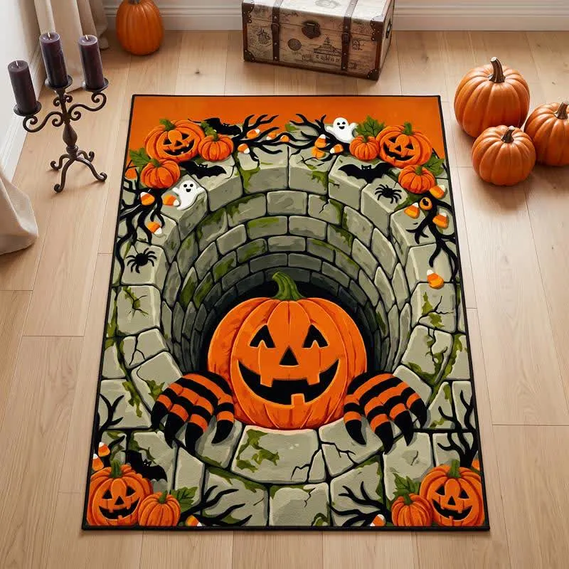 3D Halloween Kürbis Optische Täuschung Teppich