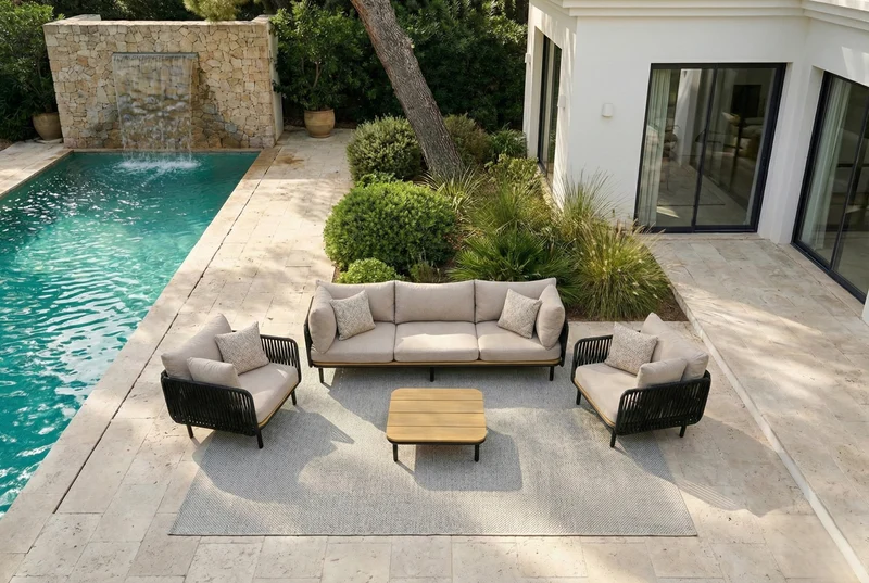 Zeo Living Lounge "Tara" Aluminium/Rope