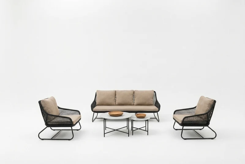 Zeo Living Lounge "Portofino" schwarz/taupe