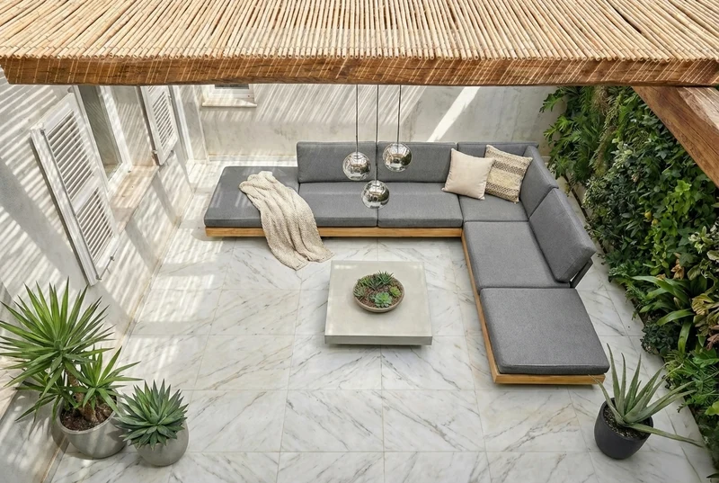 Zeo Living Lounge "Los Angeles" Aluminium/Teakholz