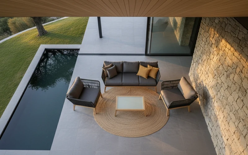Zeo Living Loungeset "Stafford" Rope/Akazie