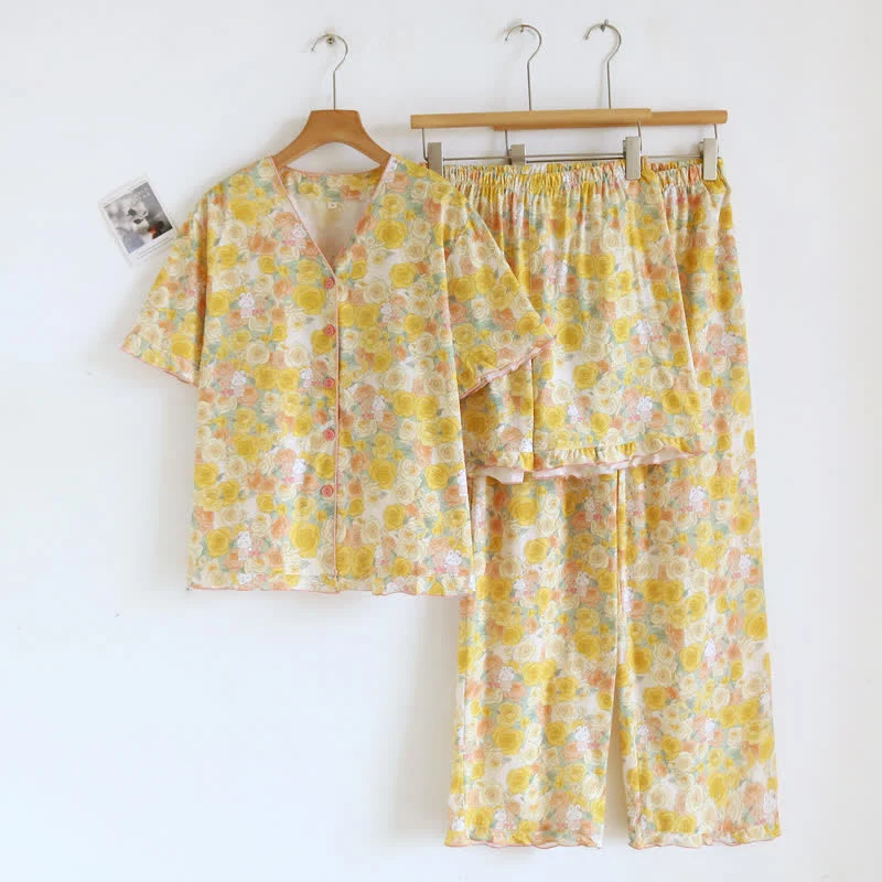 3-teiliges Loungewear-Set aus Baumwolle von Yellow Rose