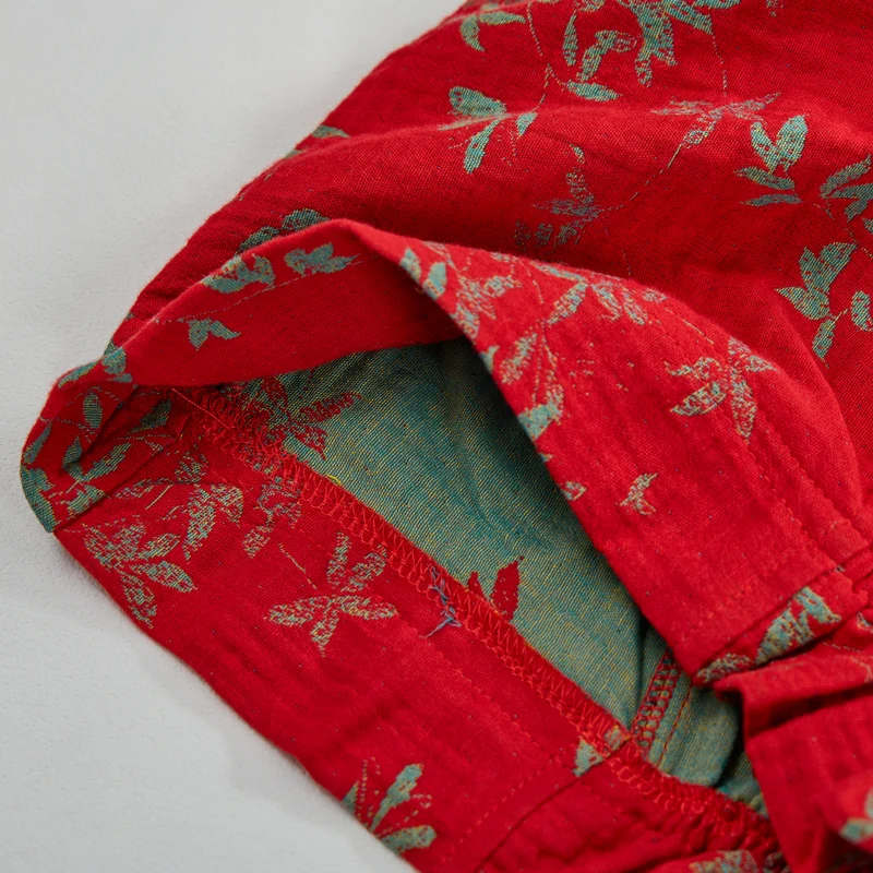 Rote Loungewear-Hose aus Baumwolle mit Blumenmuster