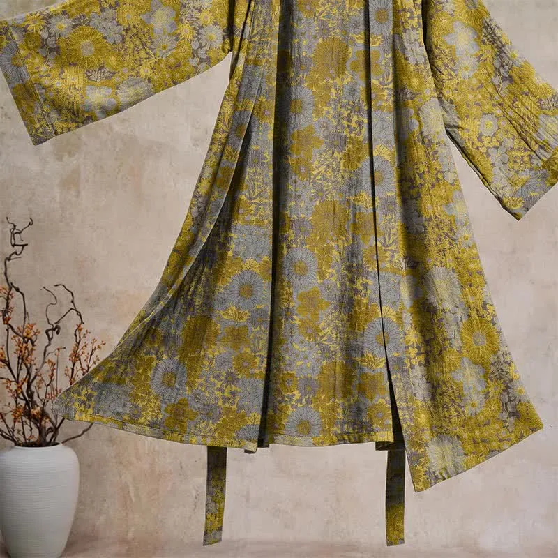 Retro-Bademantel aus Baumwolle mit dezentem Blumenmuster