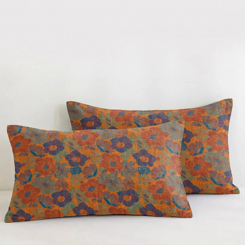 Vintage-Wende-Steppdecke aus Baumwolle mit mehrfarbigem Blumenmuster