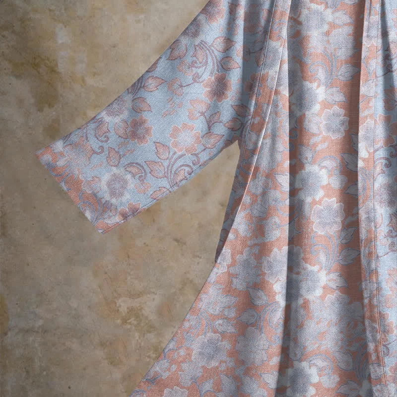 Retro-Kimono aus Baumwolle mit Blumenmuster