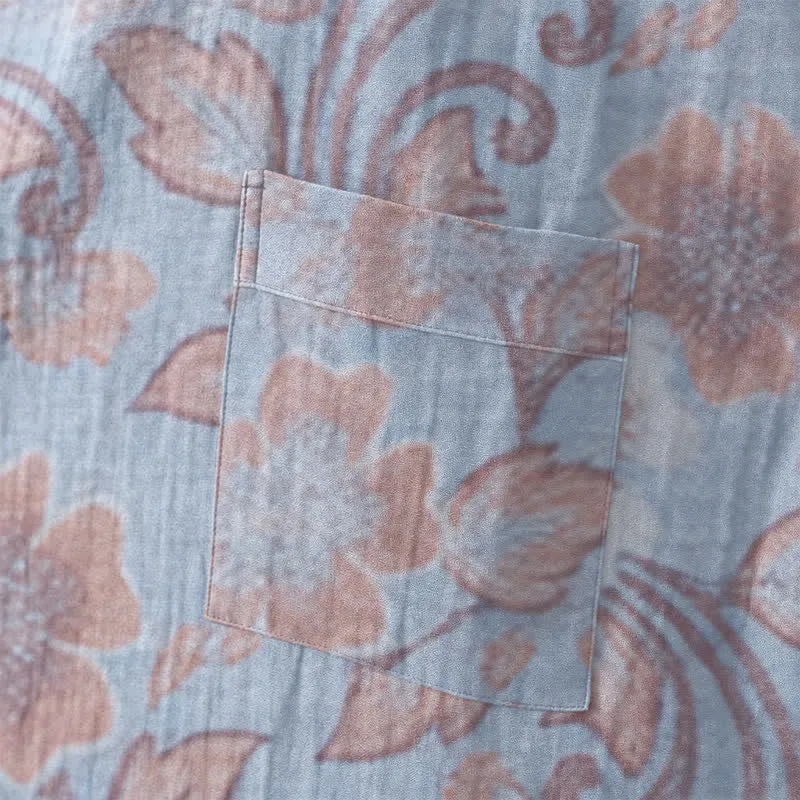 Retro-Kimono aus Baumwolle mit Blumenmuster