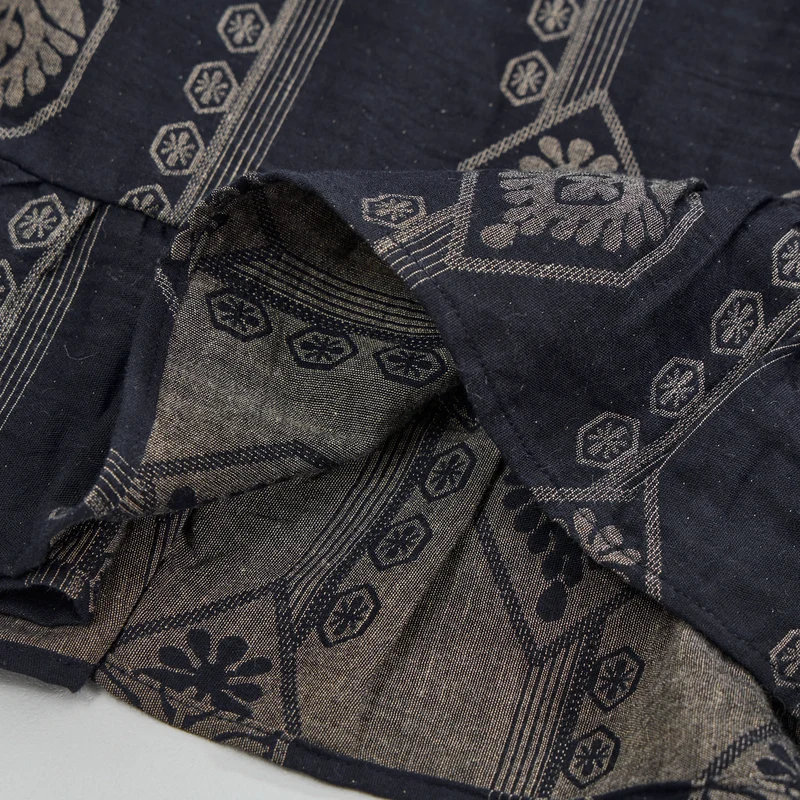 Vintage marineblaues geometrisches Baumwoll-Nachthemd