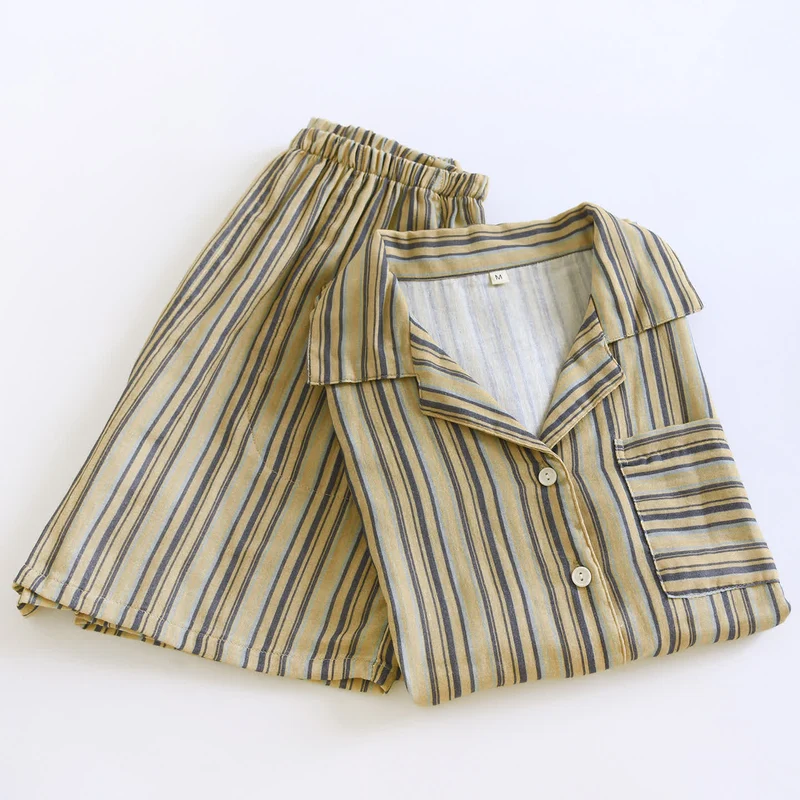 Vintage-Straped Cotton Loungewear Set