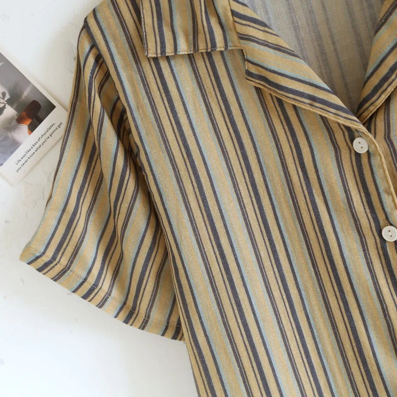 Vintage-Straped Cotton Loungewear Set