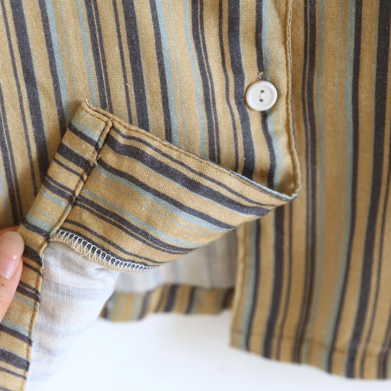Vintage-Straped Cotton Loungewear Set