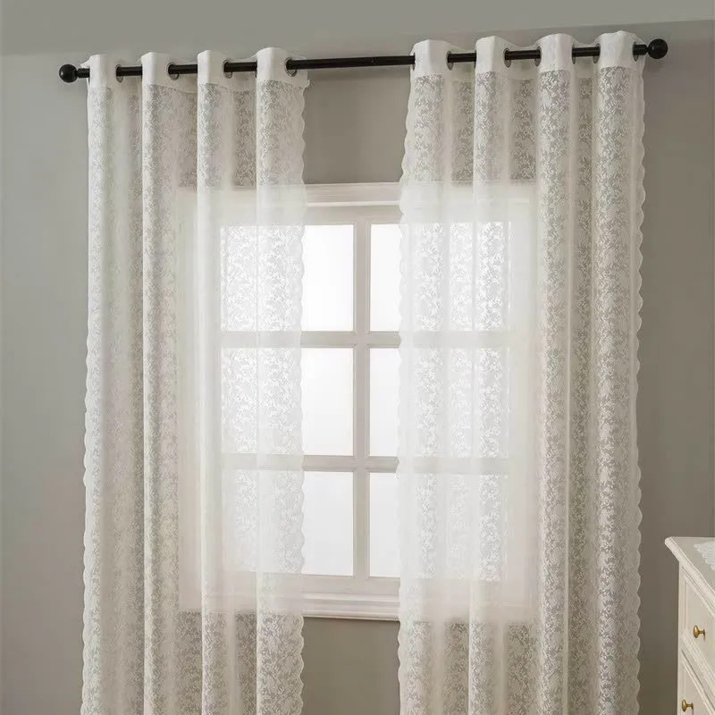 Ösen-Top, luftiger Voile-Spitzen-Vorhang