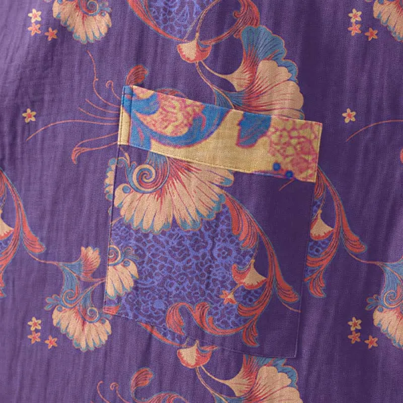 Kimono-Bademantel aus Baumwollgaze mit Blumenmuster