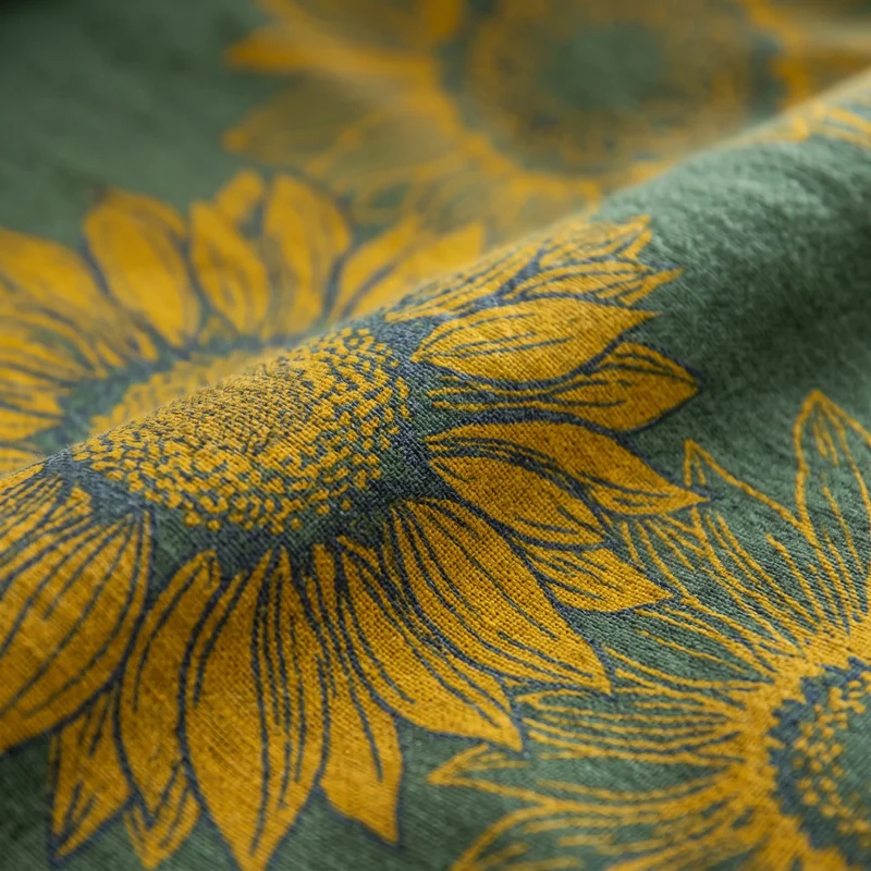 Vintage Sonnenblumen-Bettwäsche-Set aus Baumwollgaze