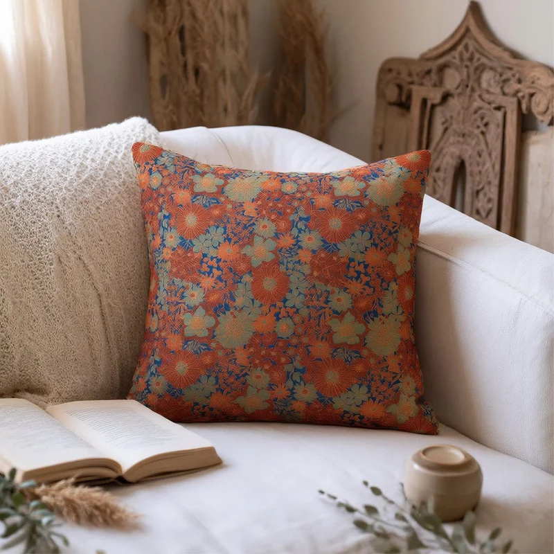 Kissen aus Baumwollgaze mit Vintage-Blumenmuster