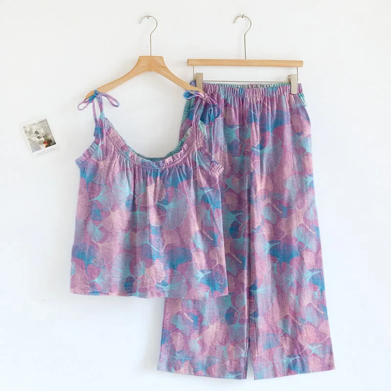 Traumhaftes Loungewear-Set mit Ginkgoblatt-Cami-Kleidung