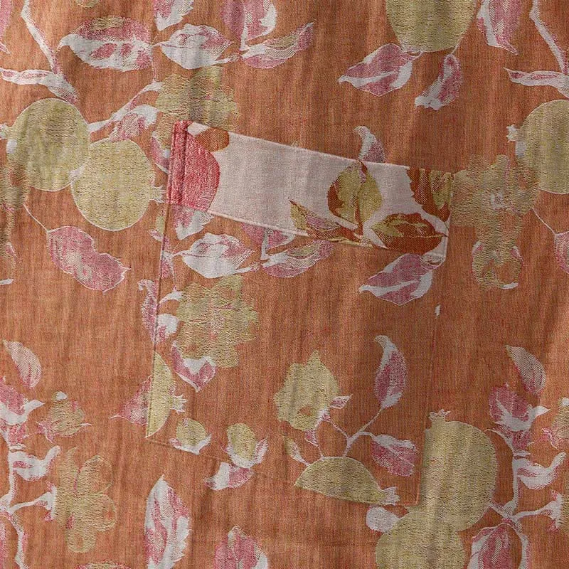 Kimono-Bademantel aus Baumwolle mit botanischem Granatapfelmuster