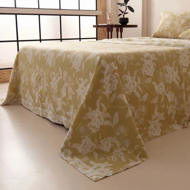 Vintage-Tagesdecke aus Musselin mit Blumenmuster