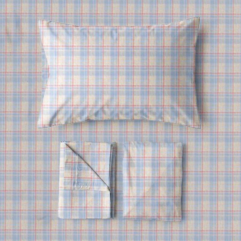 Pastellfarbenes Vichy-Karo-Bettwäscheset (Einzelbett XL)