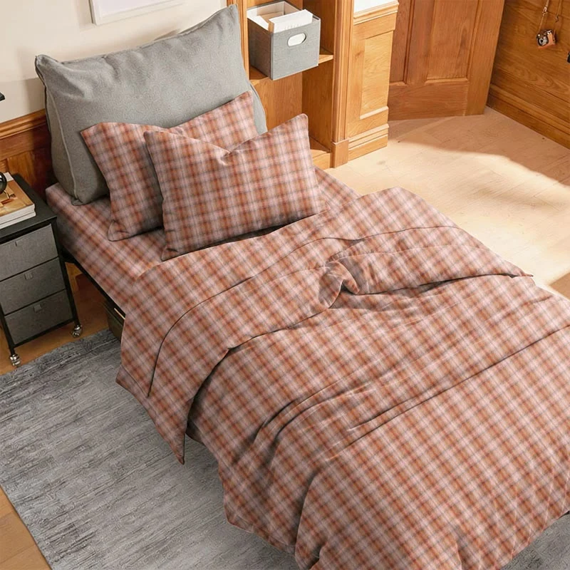Bettwäsche-Set im Cottage-Karo-Design, Einzelbett XL, für Studentenwohnheim