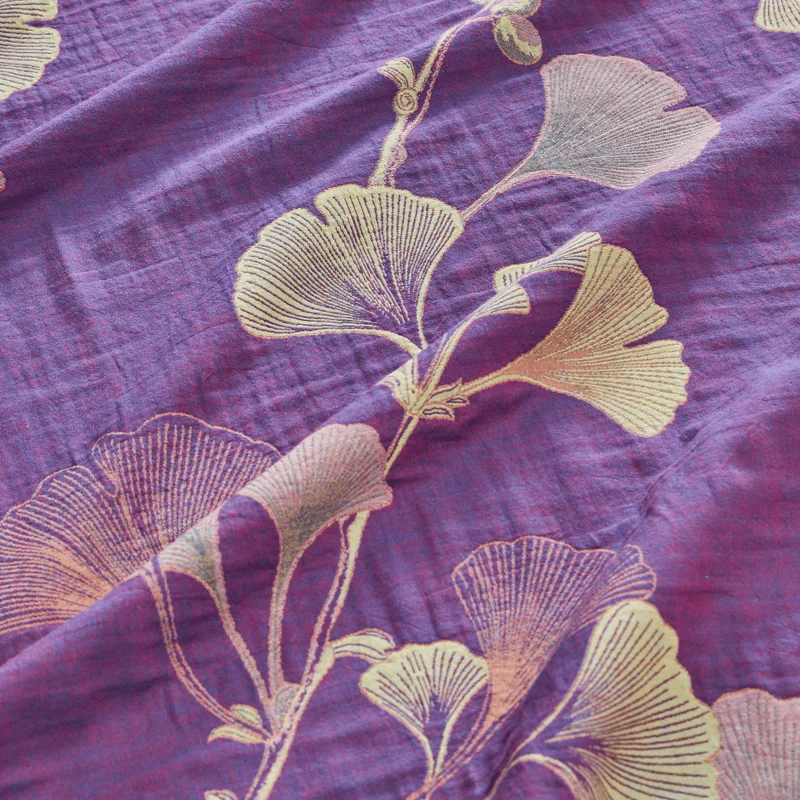 Retro-Wendebettwäsche-Set mit Ginkgoblatt-Motiv