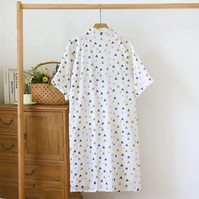 Kimono-Nachthemd aus doppellagigem Baumwollmusselin