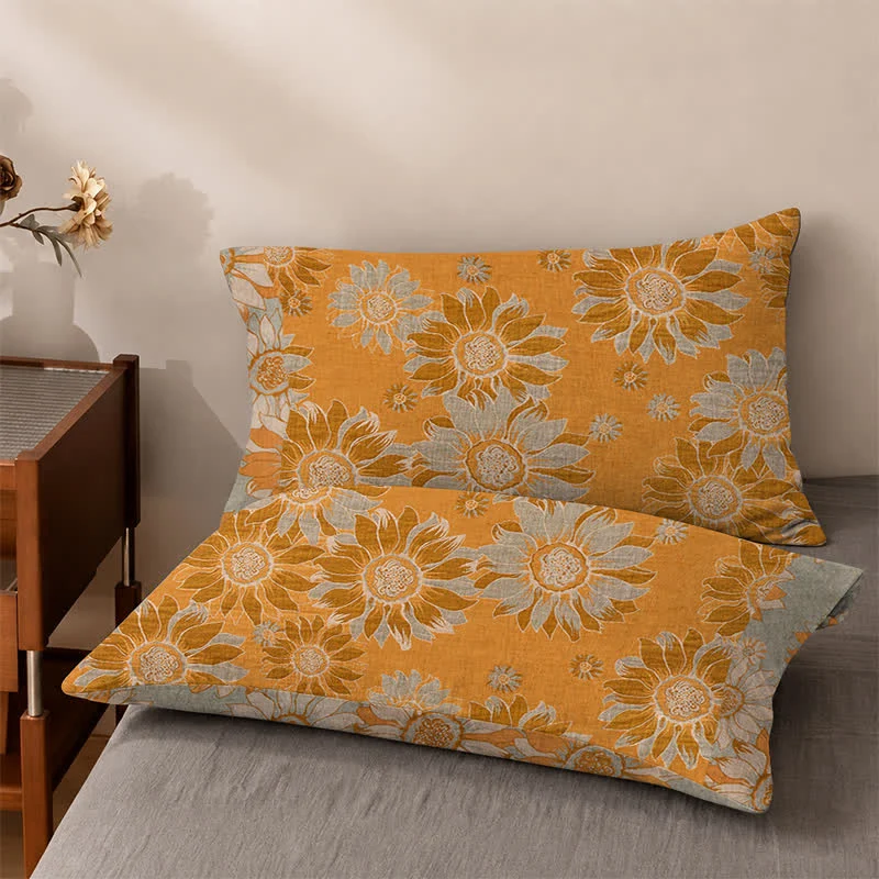 Tagesdecke aus Baumwollgaze mit Sonnenblumenmuster