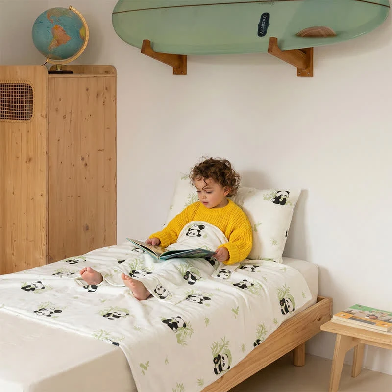 Panda-Babydecke aus Bambus-Baumwollgaze