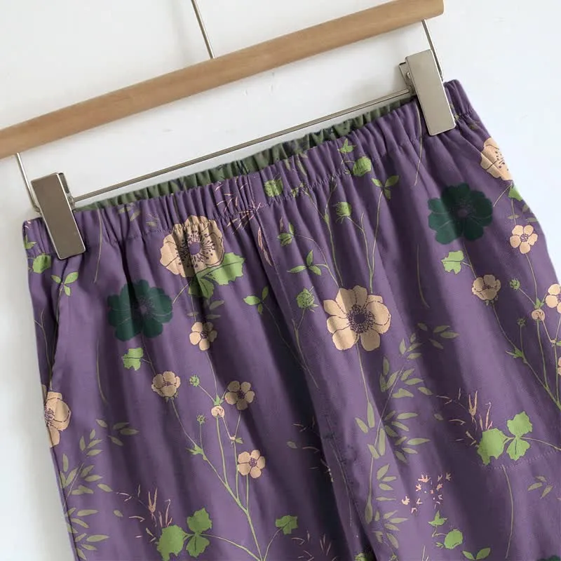 Vintage-Pyjama-Set mit Blumenmuster: Top und Hose