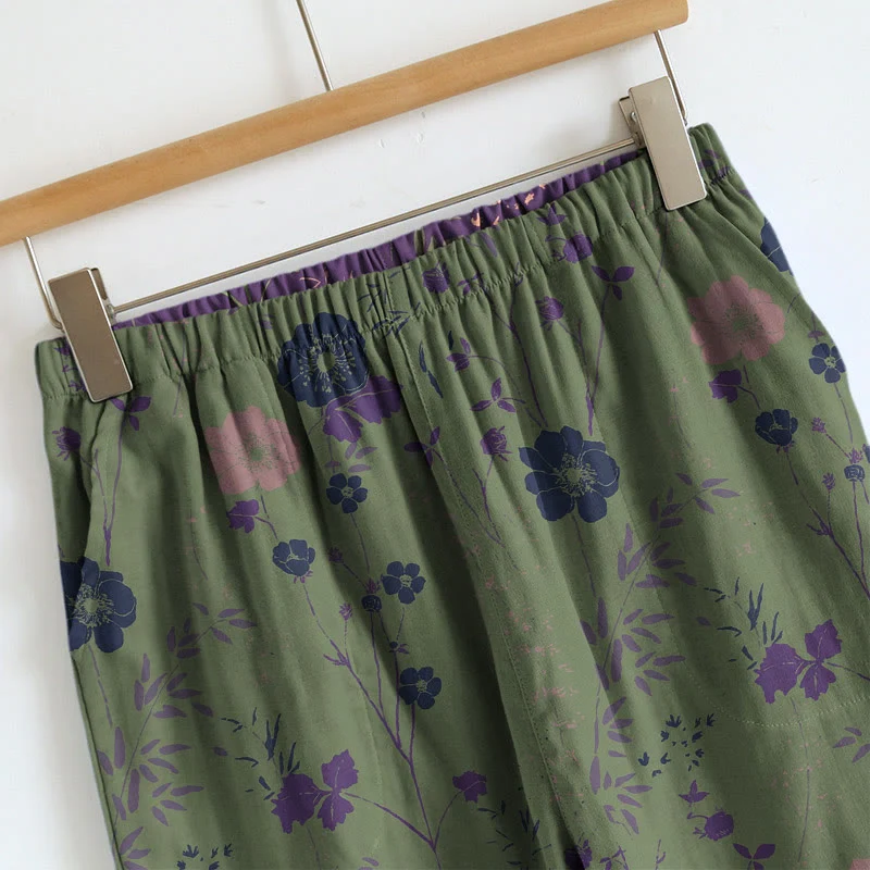 Vintage-Pyjama-Set mit Blumenmuster: Top und Hose