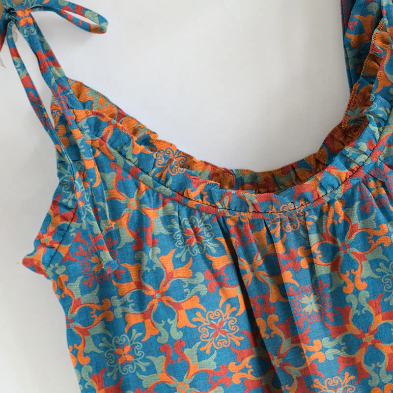 Boho-Pyjama-Set mit Blumenmuster und Bindeband