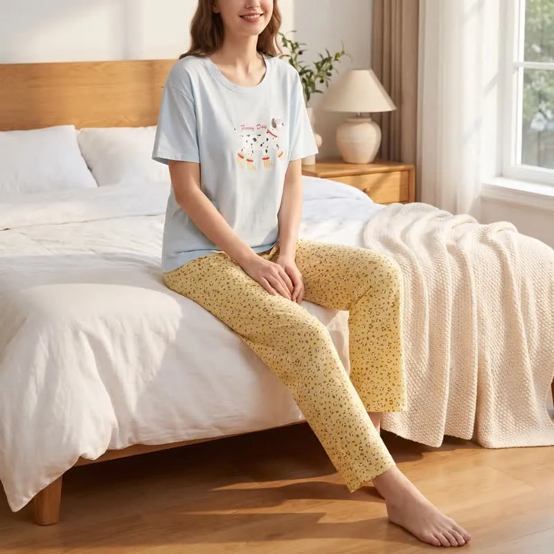 Loungewear-Set aus Baumwolle mit niedlichem Hundemotiv