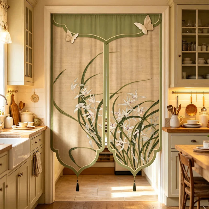 Türvorhang im orientalischen Orchideen-Stil