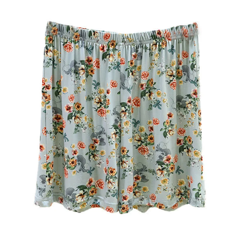 Vintage-Sommershorts mit Blumenmuster und Rüschensaum